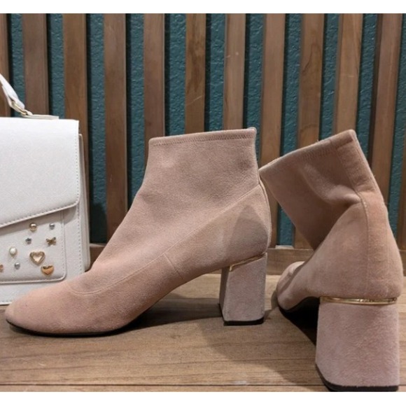 Cole Haan Laree Suede Sock Bootie Women's 9.5 in Mocha Mousse Block Heel Stretch - Picture 2 of 10